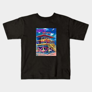 South Beach Lifeguard Stand Kids T-Shirt